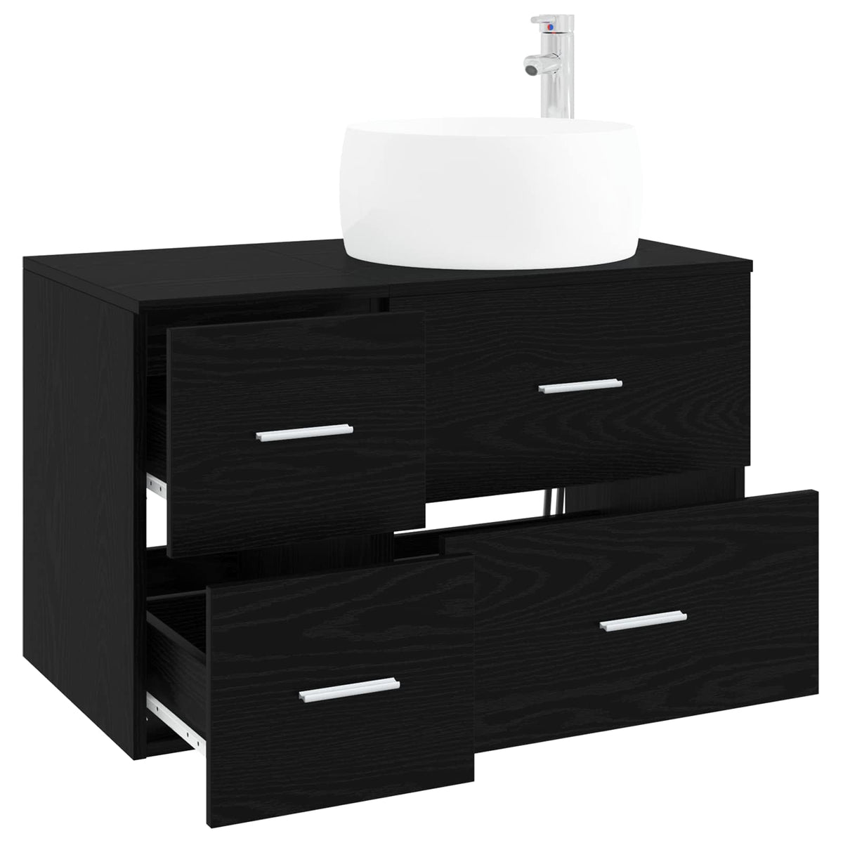 Bathroom Cabinet Set 2 pcs 79.5 x 44.5 x 80 cm Black oak