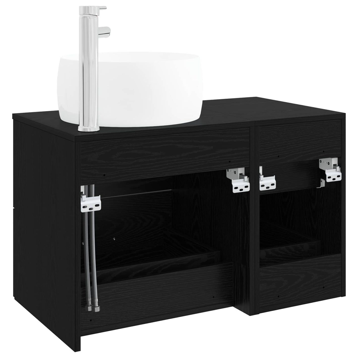 vidaXL Bathroom Furniture Set 2 pcs Black Oak Engineered Wood 5