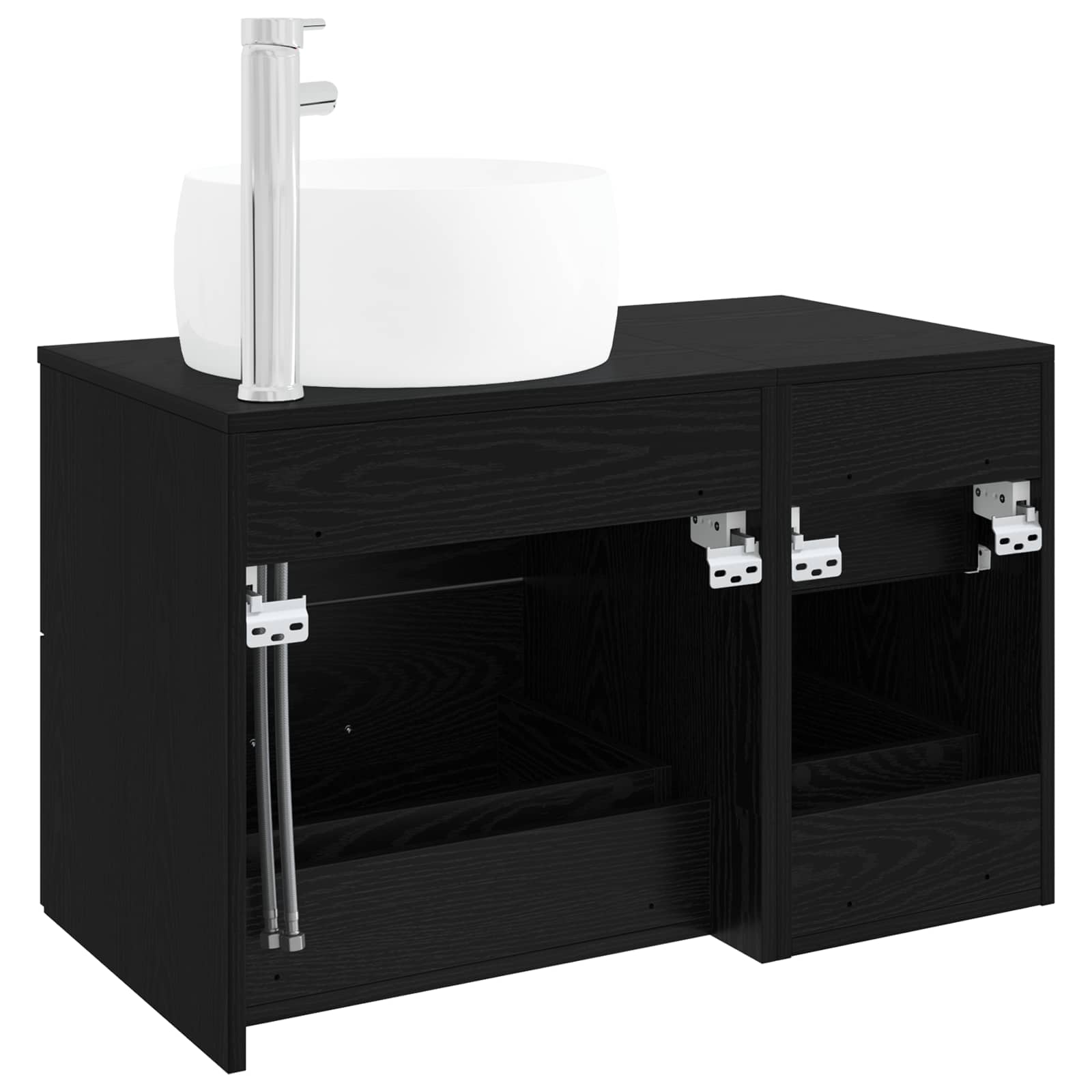 vidaXL Bathroom Furniture Set 2 pcs Black Oak Engineered Wood 5