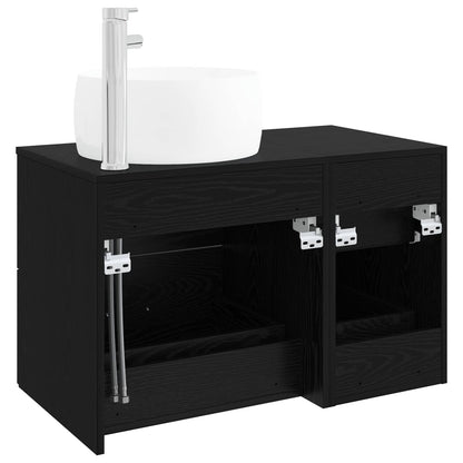 vidaXL Bathroom Furniture Set 2 pcs Black Oak Engineered Wood 5