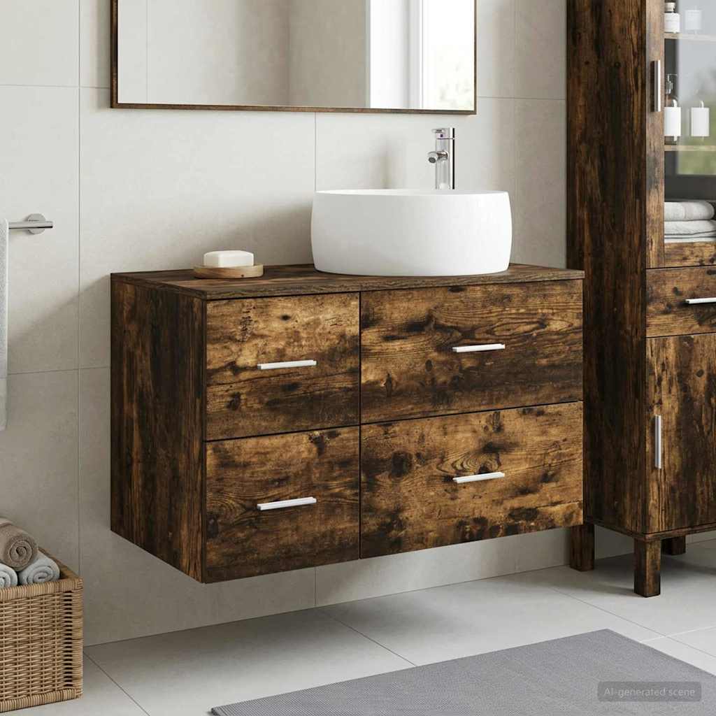 vidaXL Bathroom Furniture Set 2 pcs Smoked Oak Engineered Wood 1