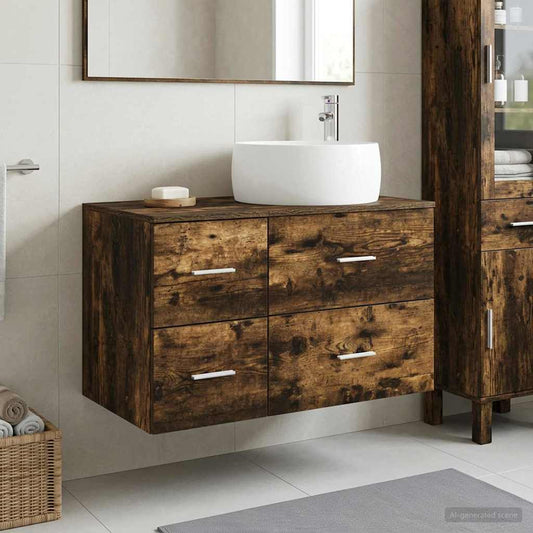 vidaXL Bathroom Furniture Set 2 pcs Smoked Oak Engineered Wood 1