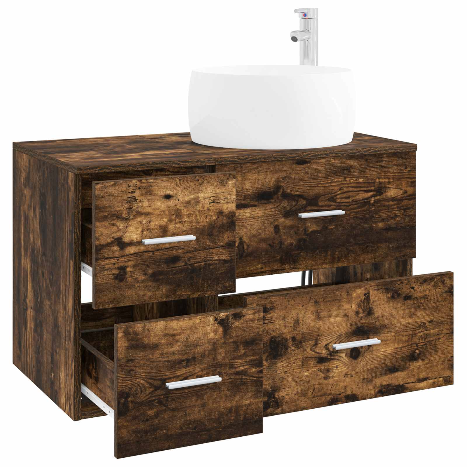 vidaXL Bathroom Furniture Set 2 pcs Smoked Oak Engineered Wood 3