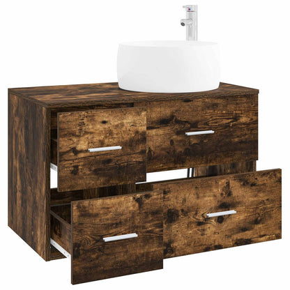 vidaXL Bathroom Furniture Set 2 pcs Smoked Oak Engineered Wood 3