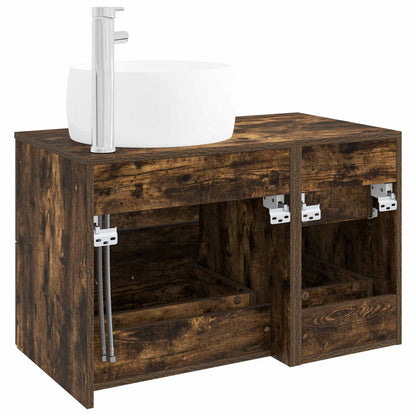 vidaXL Bathroom Furniture Set 2 pcs Smoked Oak Engineered Wood 5