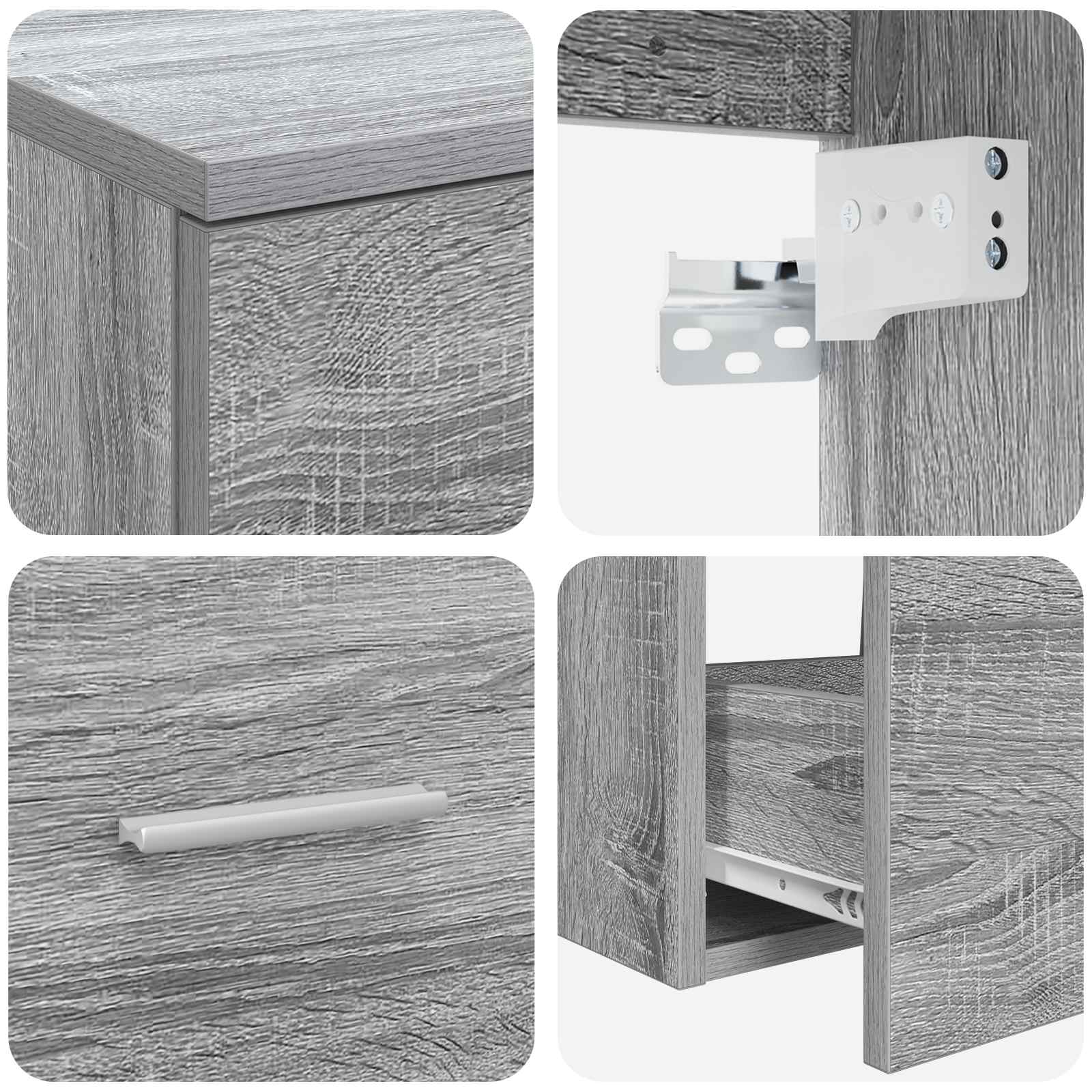 vidaXL Bathroom Furniture Set 2 pcs Grey Sonoma Engineered Wood 6