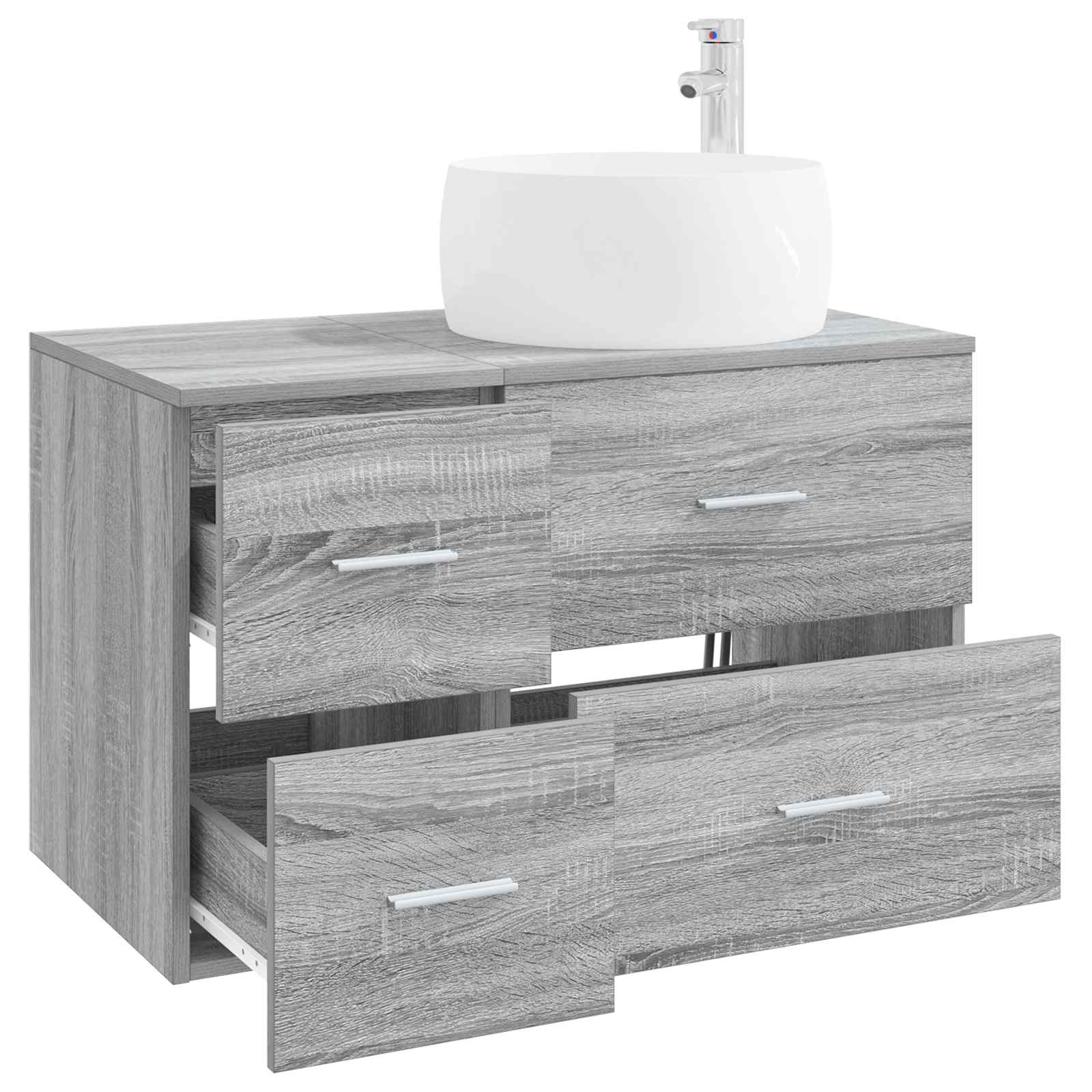 vidaXL Bathroom Furniture Set 2 pcs Grey Sonoma Engineered Wood 3