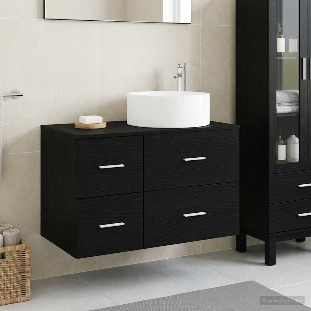 vidaXL Bathroom Furniture Set 2 pcs Black Oak Engineered Wood 1
