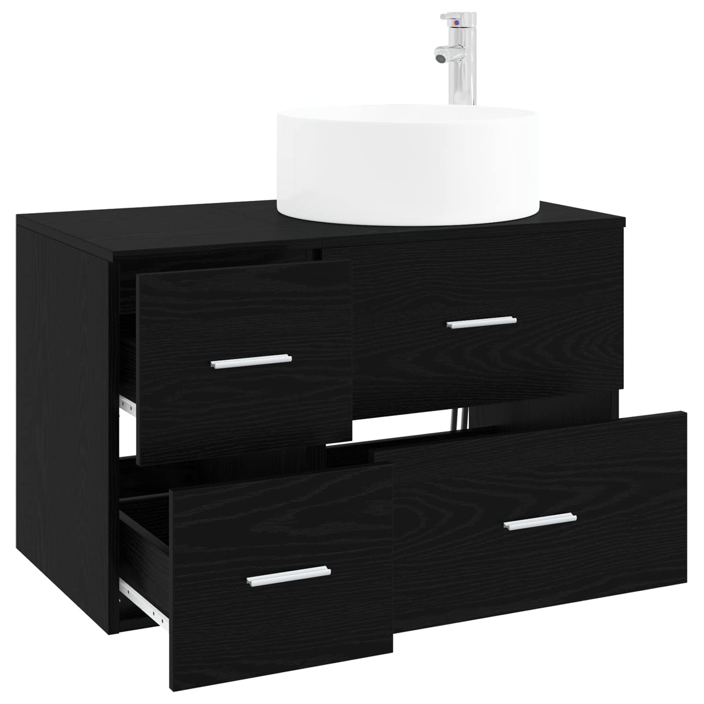 vidaXL Bathroom Furniture Set 2 pcs Black Oak Engineered Wood 3