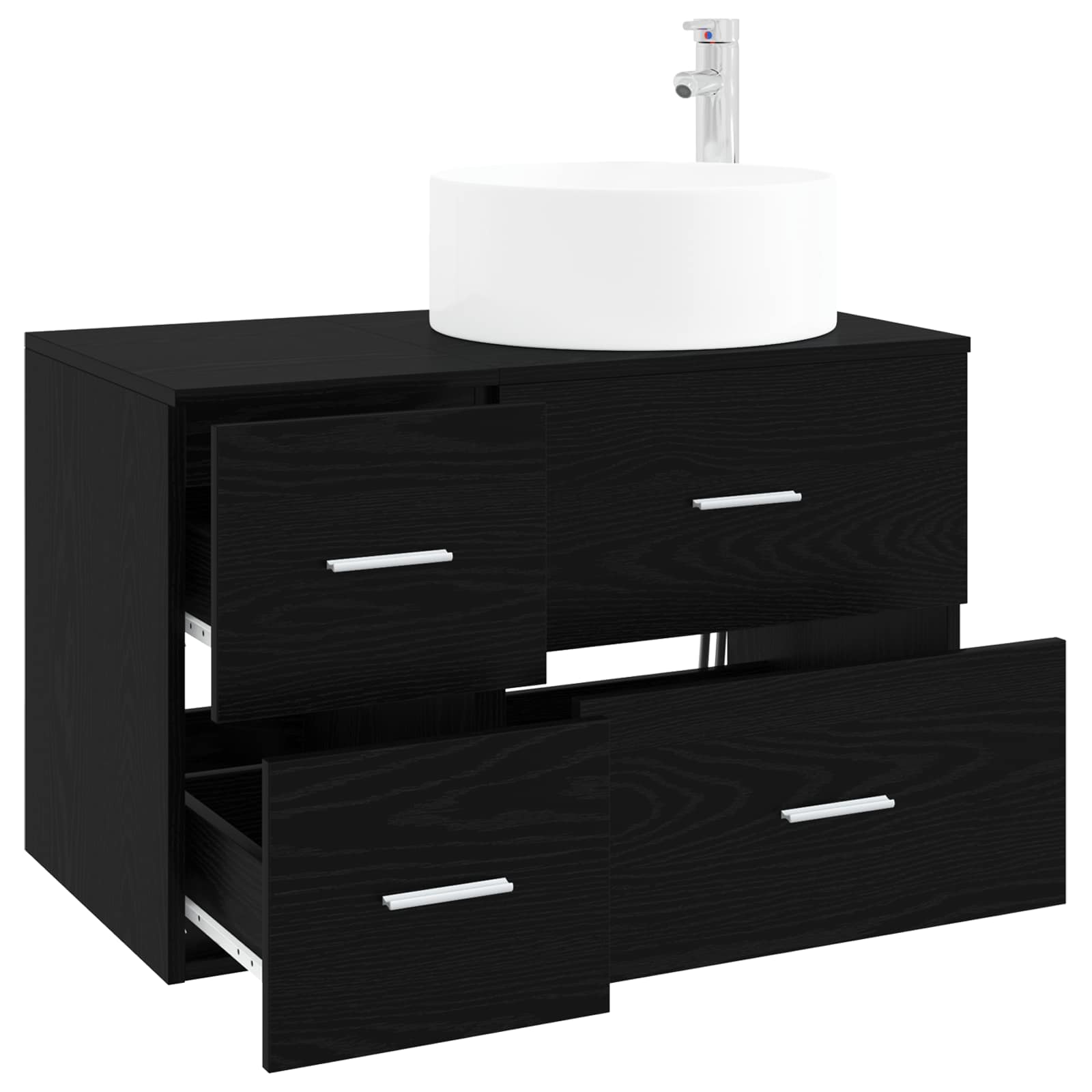 vidaXL Bathroom Furniture Set 2 pcs Black Oak Engineered Wood 3