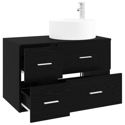 vidaXL Bathroom Furniture Set 2 pcs Black Oak Engineered Wood 3