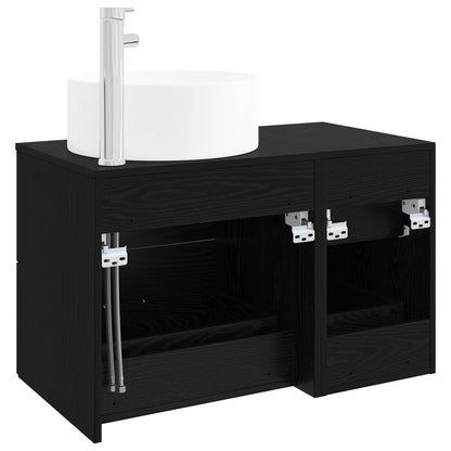 vidaXL Bathroom Furniture Set 2 pcs Black Oak Engineered Wood 5