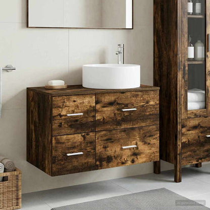 vidaXL Bathroom Furniture Set 2 pcs Smoked Oak Engineered Wood 1
