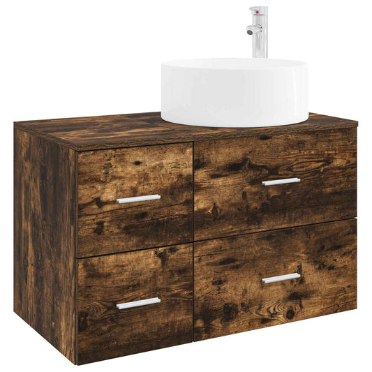 vidaXL Bathroom Furniture Set 2 pcs Smoked Oak Engineered Wood 2