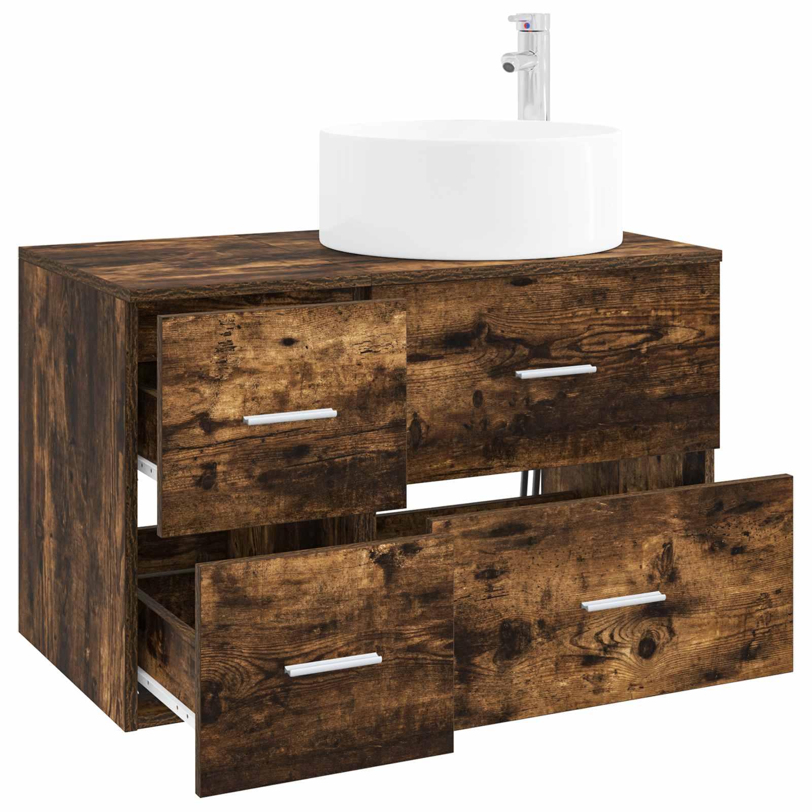 vidaXL Bathroom Furniture Set 2 pcs Smoked Oak Engineered Wood 3