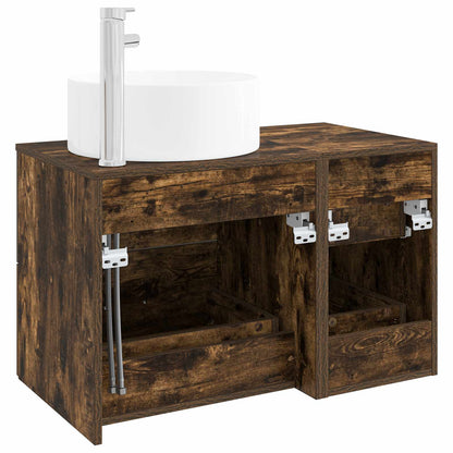 vidaXL Bathroom Furniture Set 2 pcs Smoked Oak Engineered Wood 5