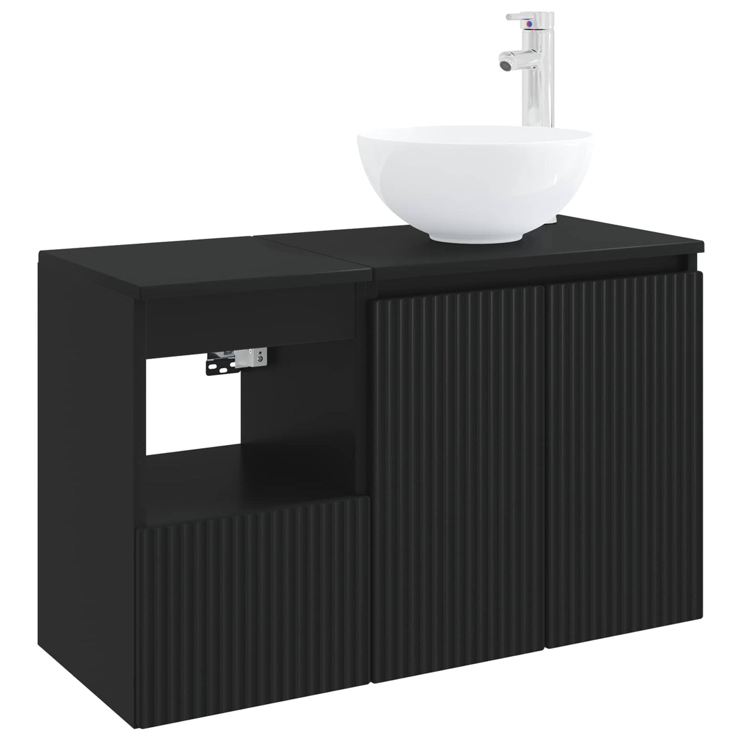 vidaXL Bathroom Furniture Set 2 pcs Black Engineered Wood 2