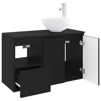 vidaXL Bathroom Furniture Set 2 pcs Black Engineered Wood 4