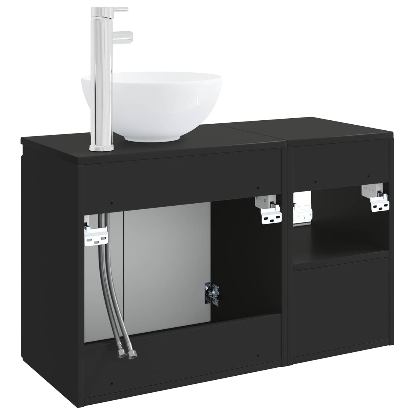 vidaXL Bathroom Furniture Set 2 pcs Black Engineered Wood 6