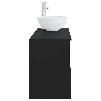 vidaXL Bathroom Furniture Set 2 pcs Black Engineered Wood 5