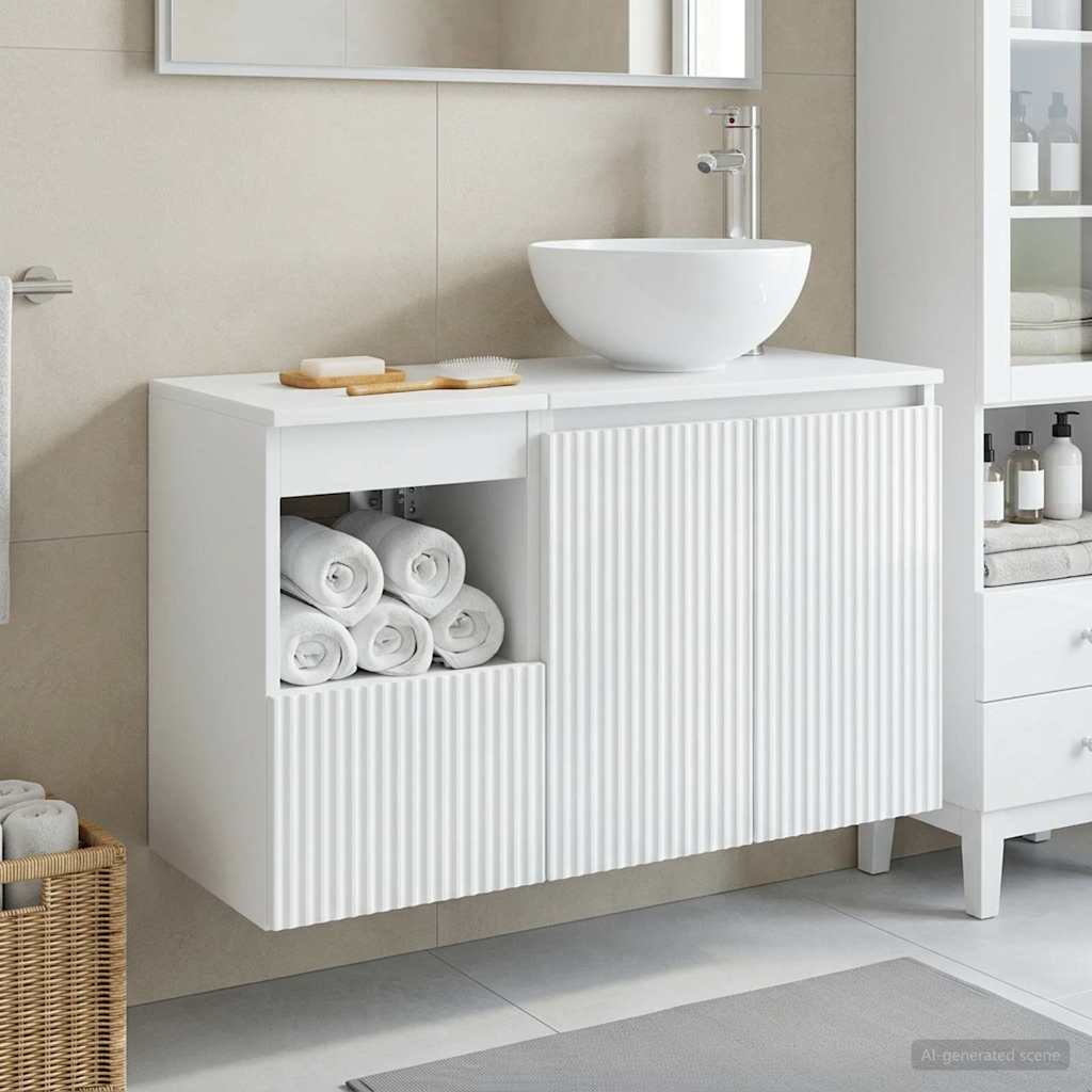 vidaXL Bathroom Furniture Set 2 pcs High Gloss White Engineered Wood 1