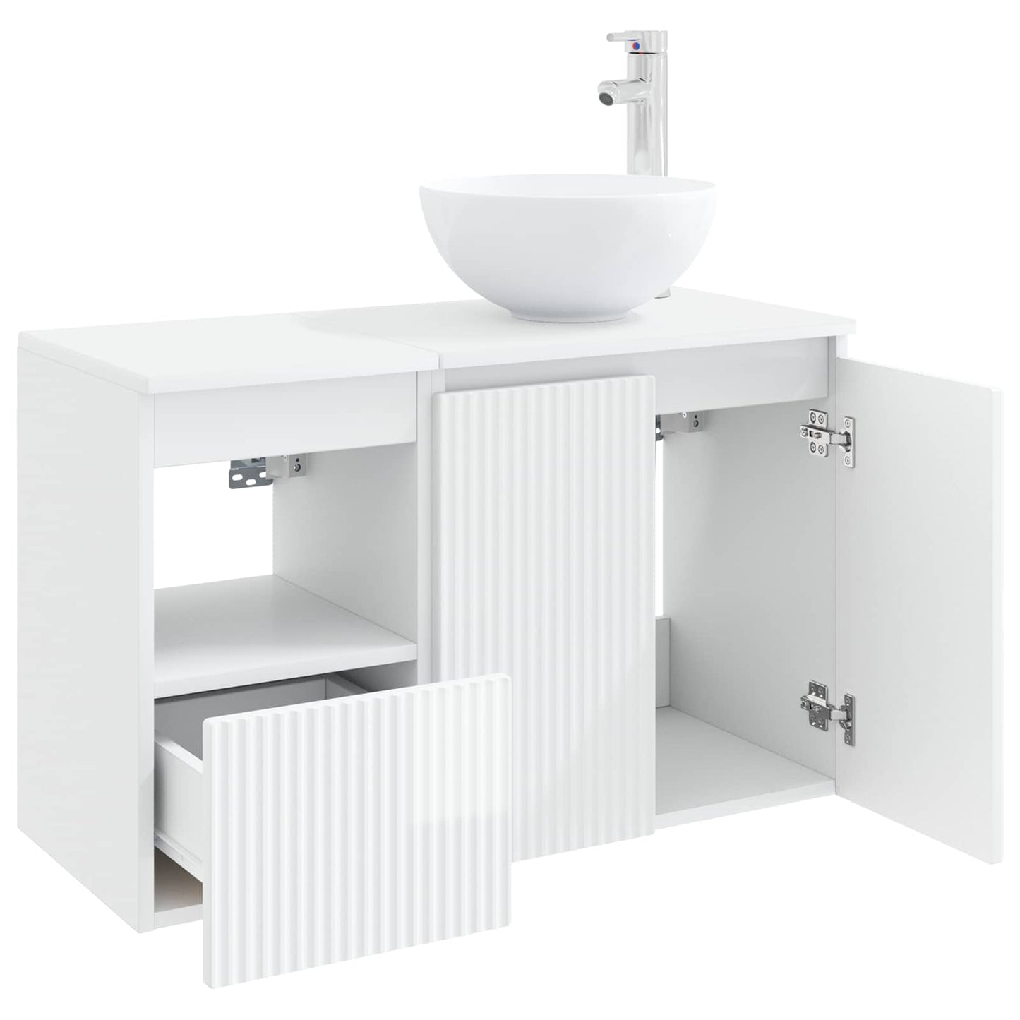 vidaXL Bathroom Furniture Set 2 pcs High Gloss White Engineered Wood 4