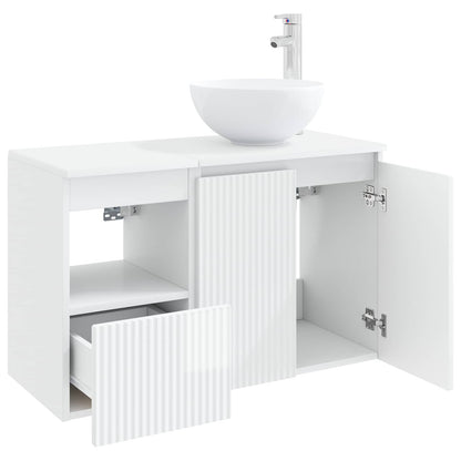 vidaXL Bathroom Furniture Set 2 pcs High Gloss White Engineered Wood 4