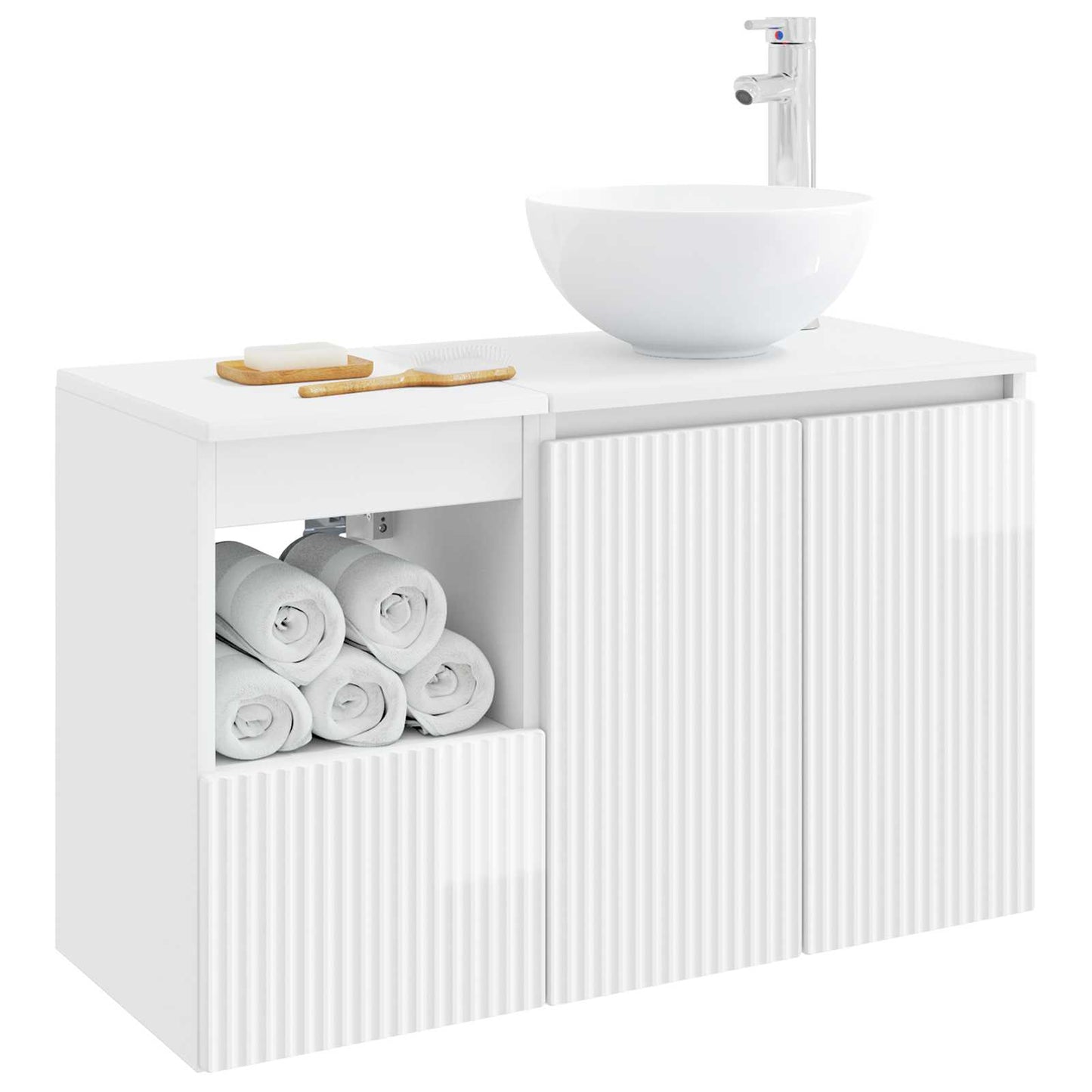 vidaXL Bathroom Furniture Set 2 pcs High Gloss White Engineered Wood 3
