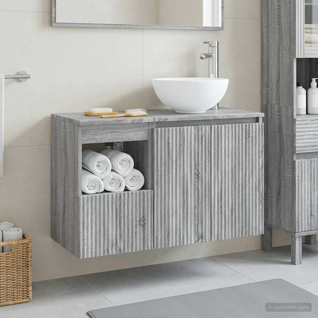 vidaXL Bathroom Furniture Set 2 pcs Grey Sonoma Engineered Wood 1