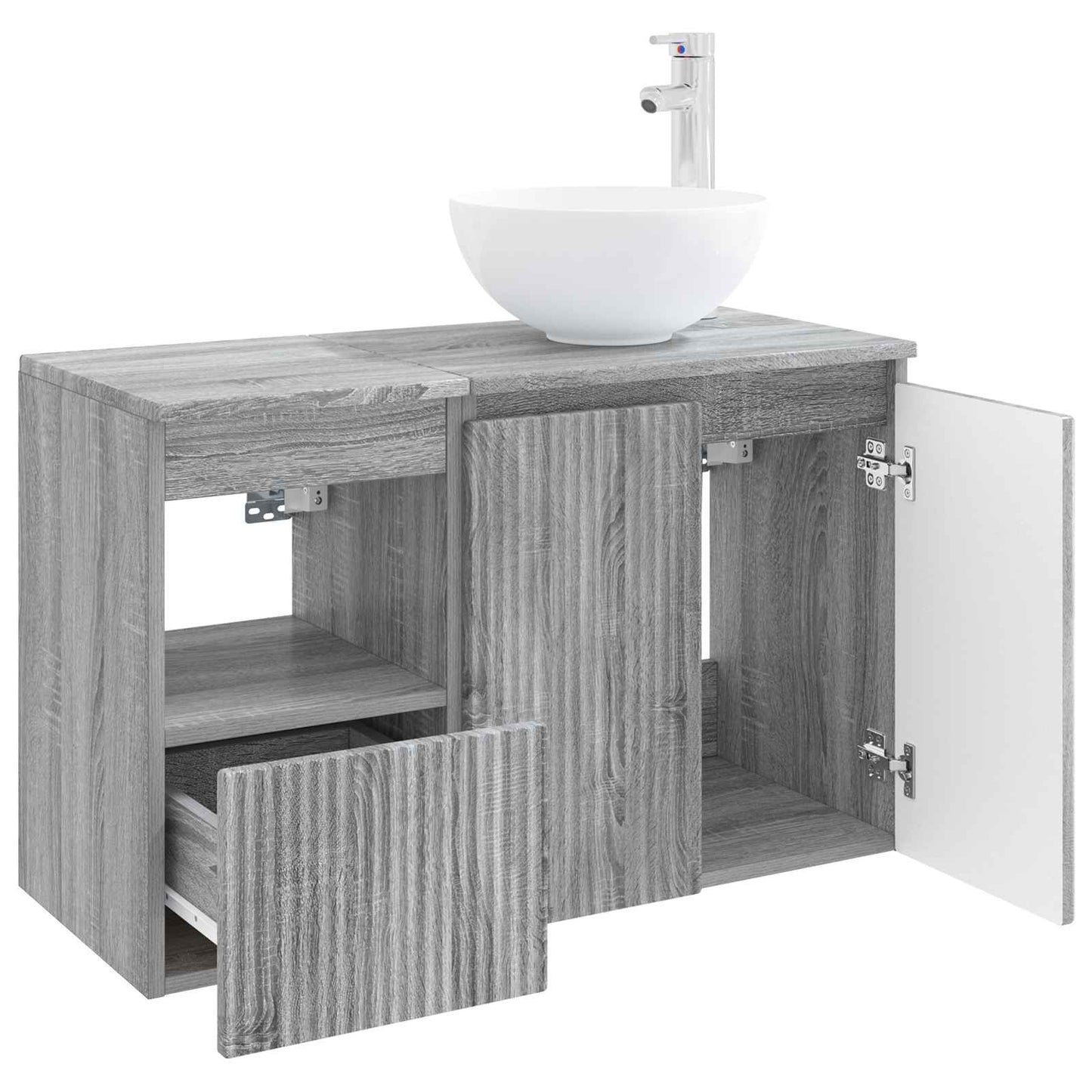vidaXL Bathroom Furniture Set 2 pcs Grey Sonoma Engineered Wood 4