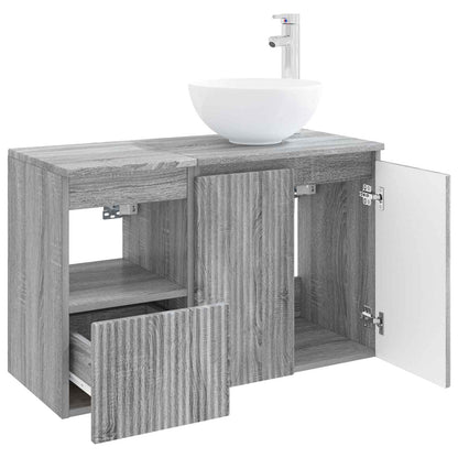 vidaXL Bathroom Furniture Set 2 pcs Grey Sonoma Engineered Wood 4