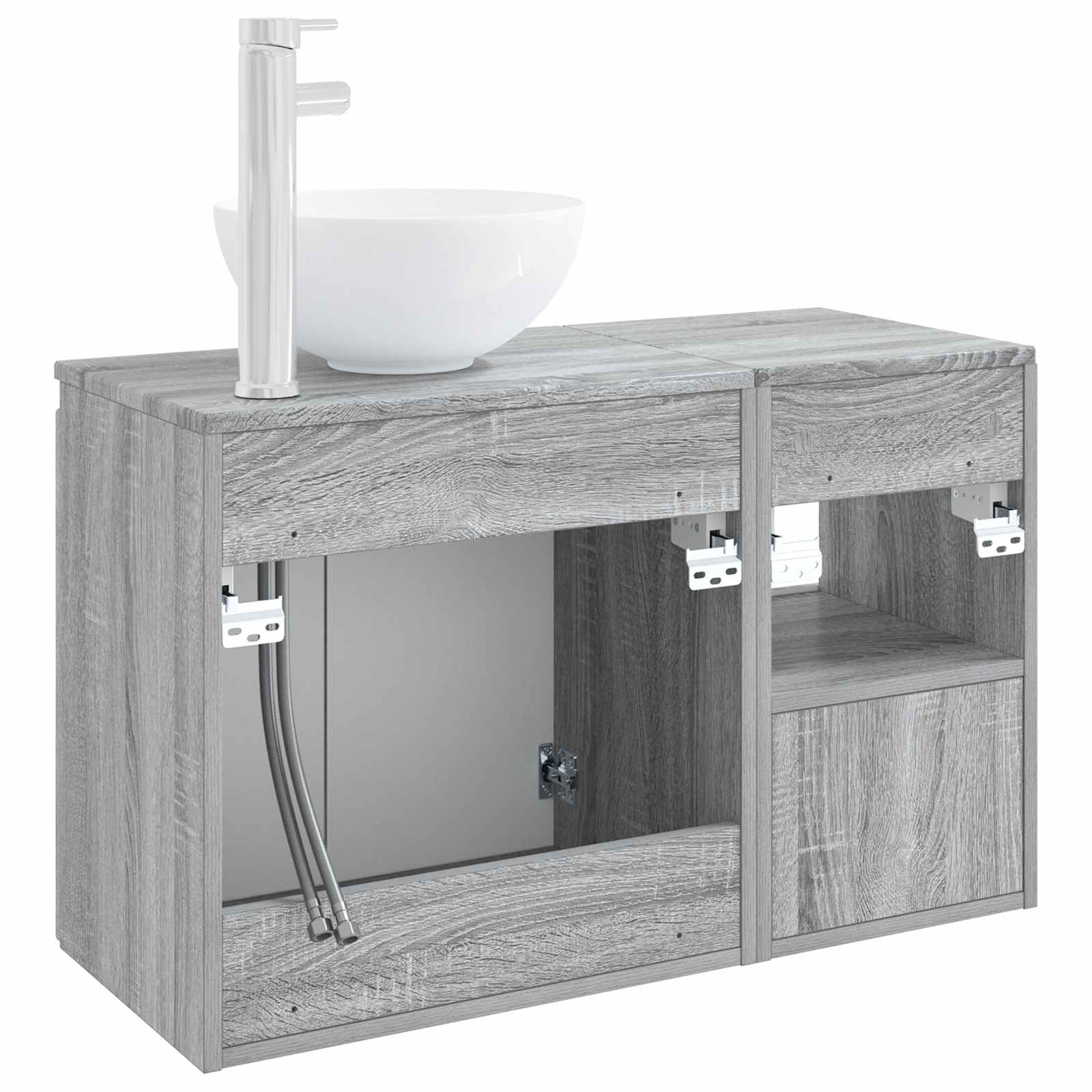 vidaXL Bathroom Furniture Set 2 pcs Grey Sonoma Engineered Wood 6