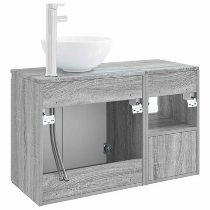 vidaXL Bathroom Furniture Set 2 pcs Grey Sonoma Engineered Wood 6