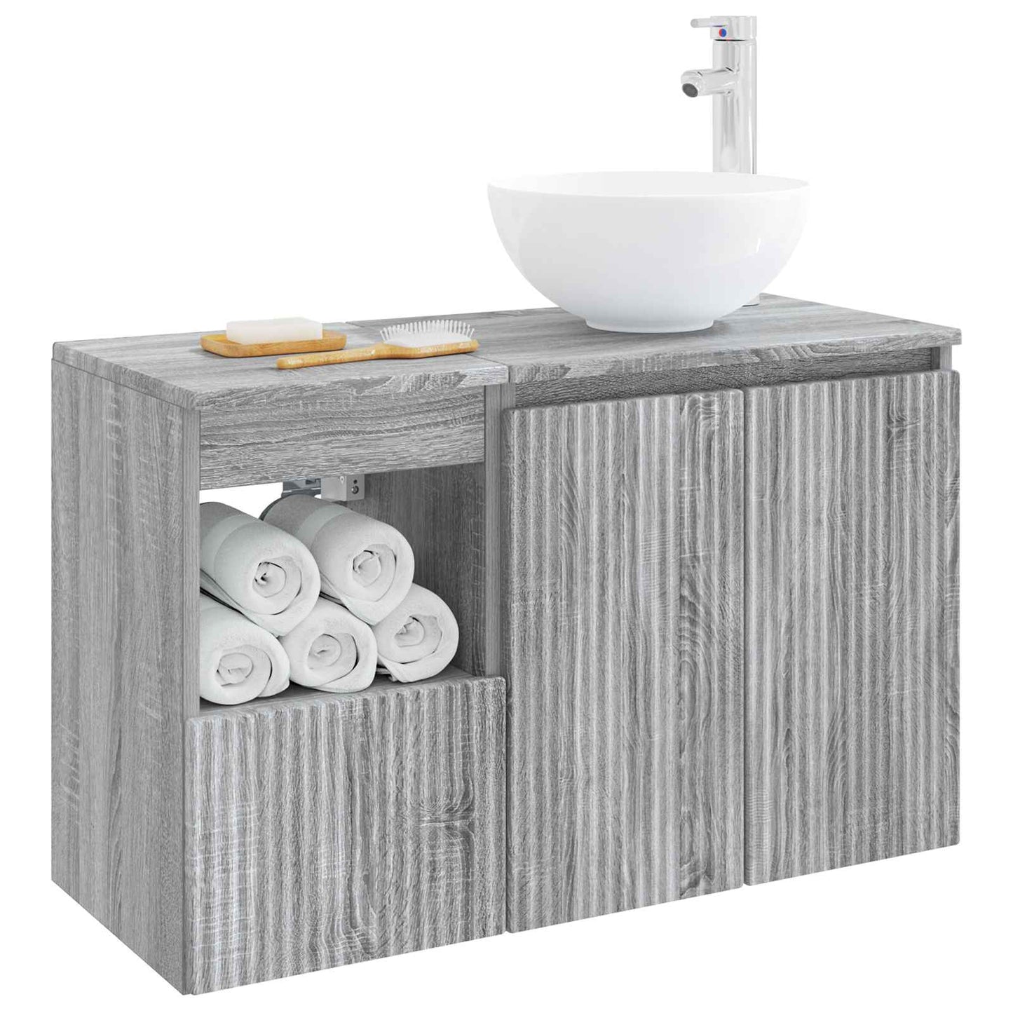 vidaXL Bathroom Furniture Set 2 pcs Grey Sonoma Engineered Wood 3