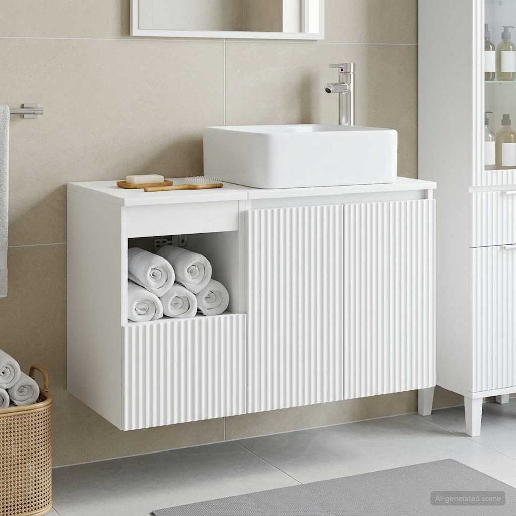 vidaXL Bathroom Furniture Set 2 pcs White Engineered Wood 1