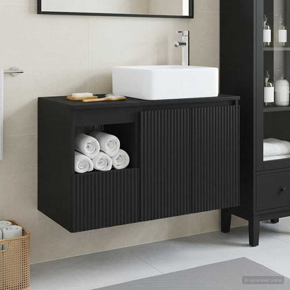 vidaXL Bathroom Furniture Set 2 pcs Black Engineered Wood 1
