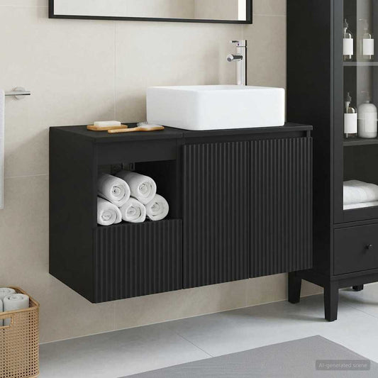 vidaXL Bathroom Furniture Set 2 pcs Black Engineered Wood 1
