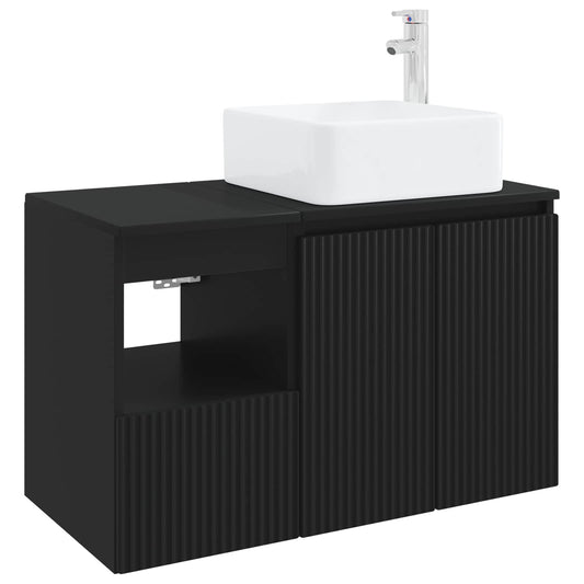 vidaXL Bathroom Furniture Set 2 pcs Black Engineered Wood 2