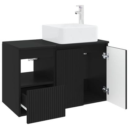 vidaXL Bathroom Furniture Set 2 pcs Black Engineered Wood 4