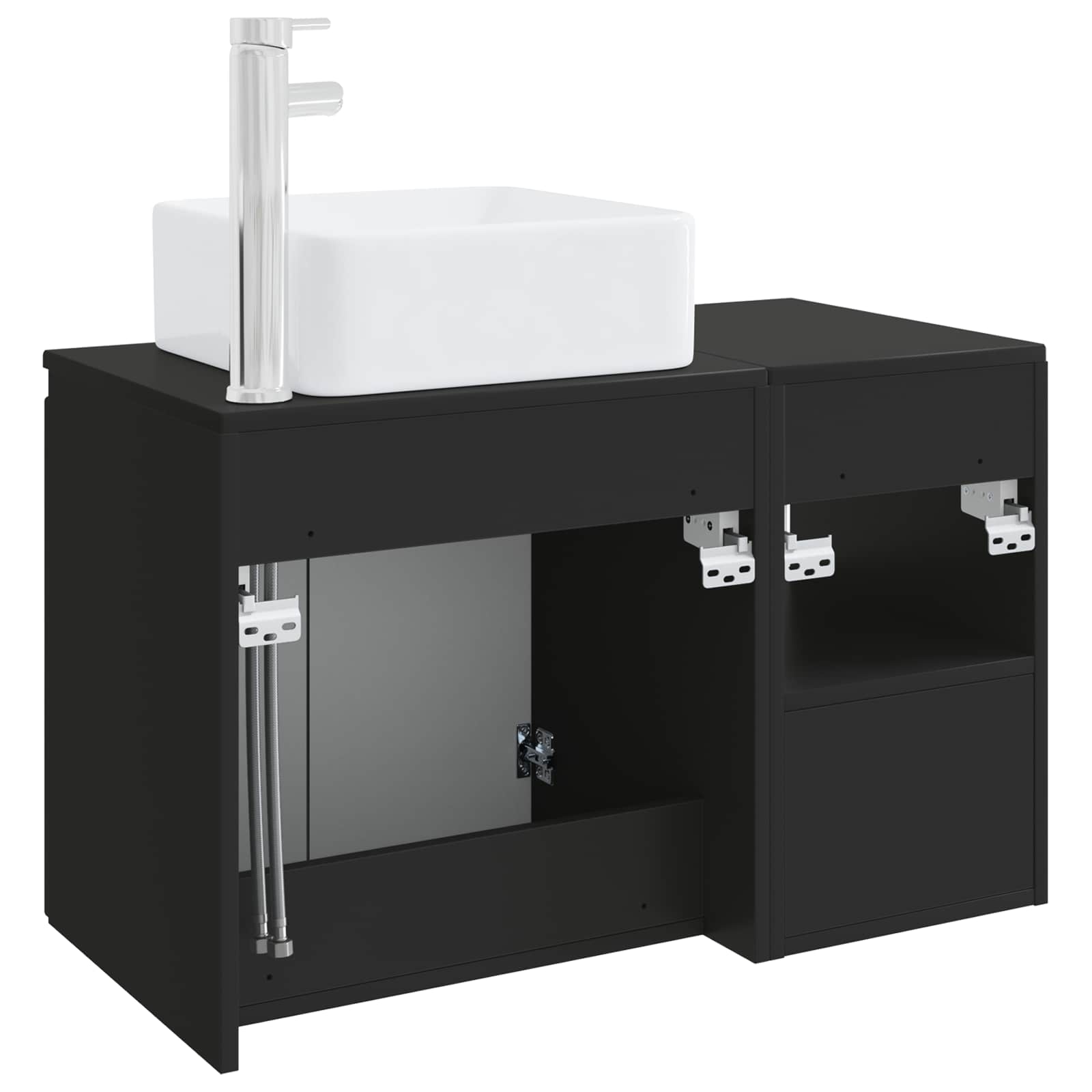 vidaXL Bathroom Furniture Set 2 pcs Black Engineered Wood 6