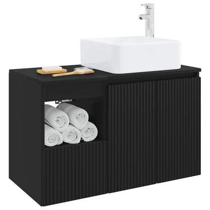 vidaXL Bathroom Furniture Set 2 pcs Black Engineered Wood 3