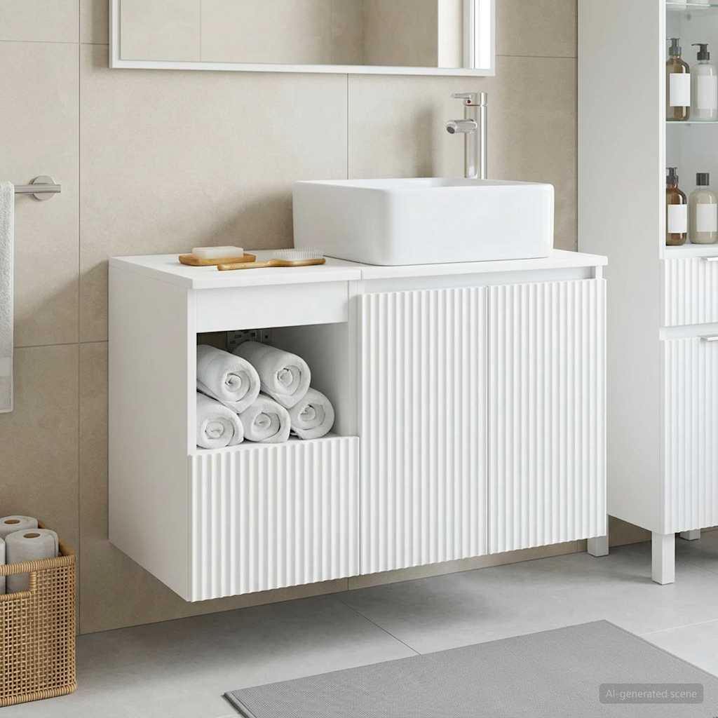 vidaXL Bathroom Furniture Set 2 pcs High Gloss White Engineered Wood 1