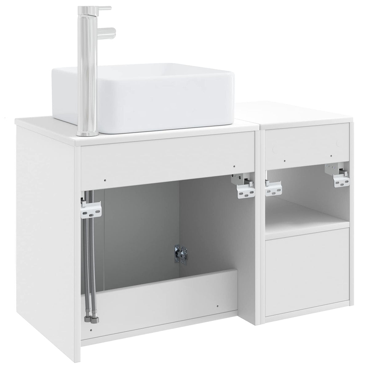 vidaXL Bathroom Furniture Set 2 pcs High Gloss White Engineered Wood 6