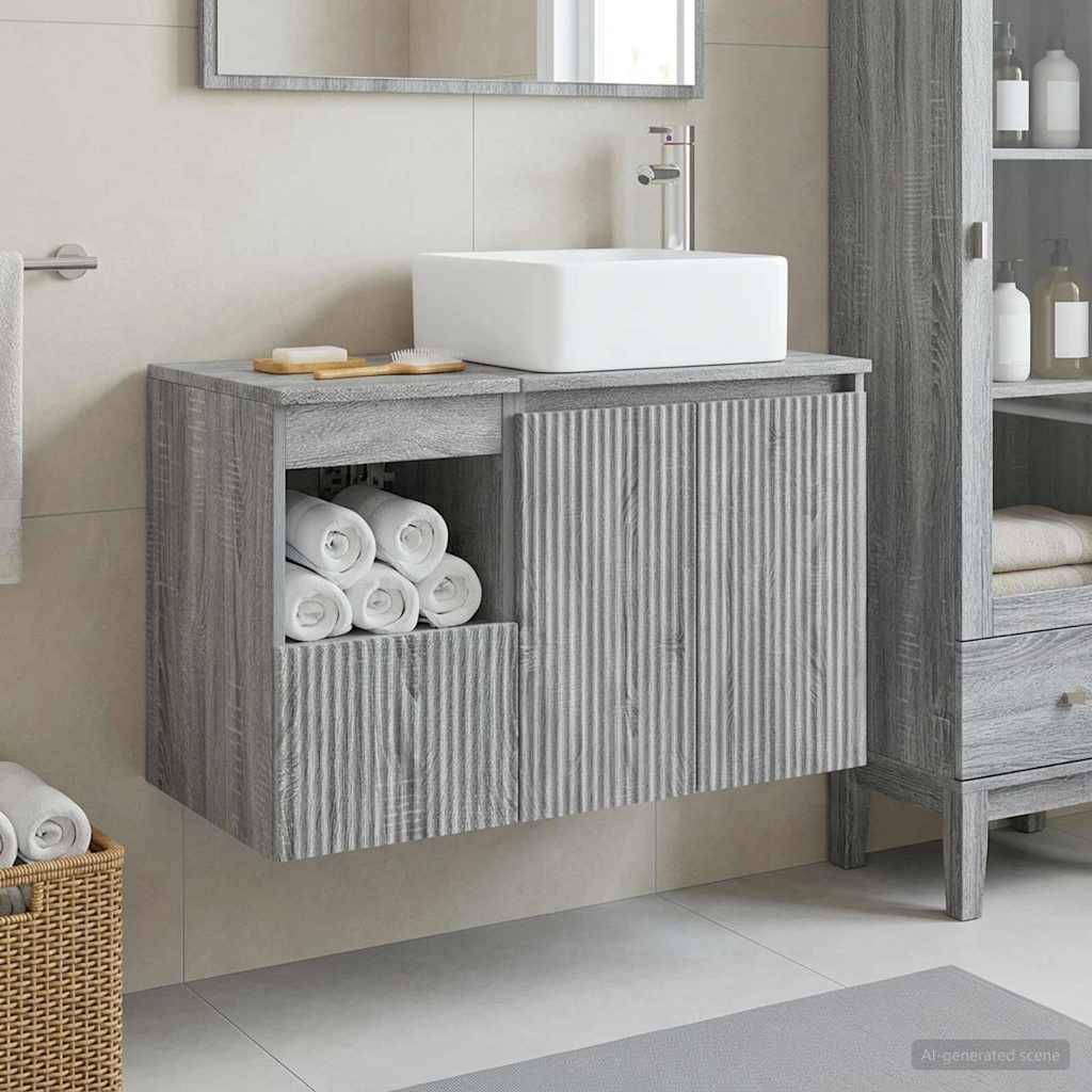 vidaXL Bathroom Furniture Set 2 pcs Grey Sonoma Engineered Wood 1