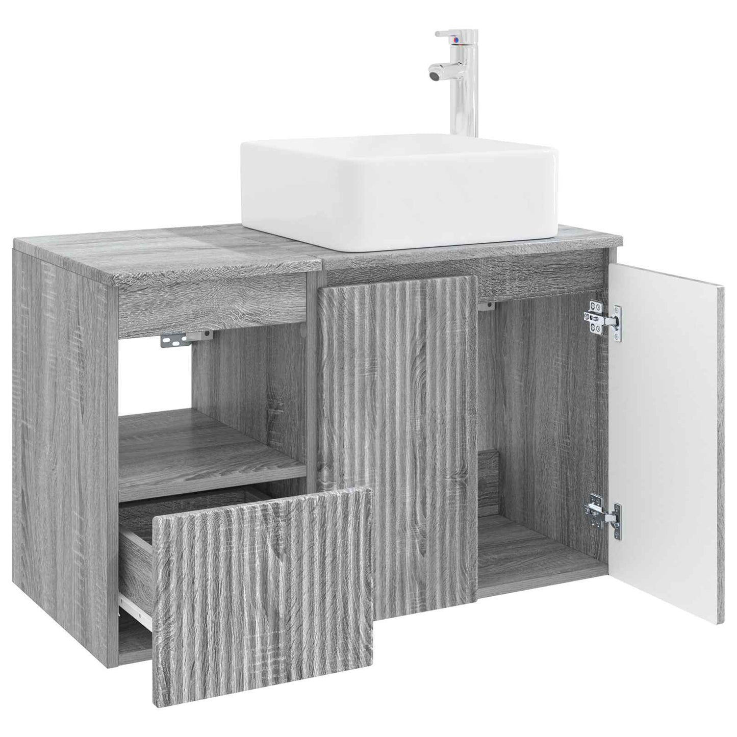 vidaXL Bathroom Furniture Set 2 pcs Grey Sonoma Engineered Wood 4
