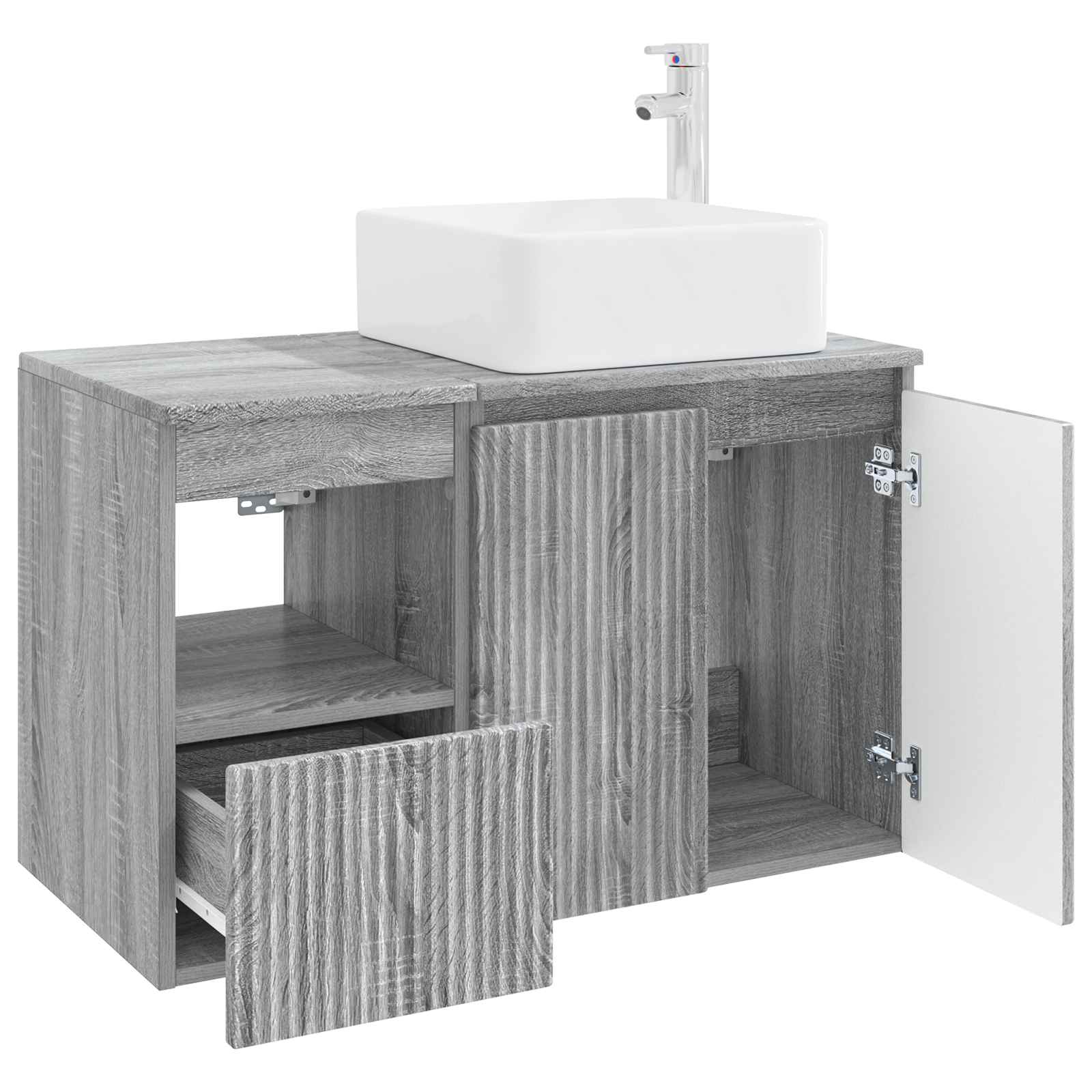 vidaXL Bathroom Furniture Set 2 pcs Grey Sonoma Engineered Wood 4