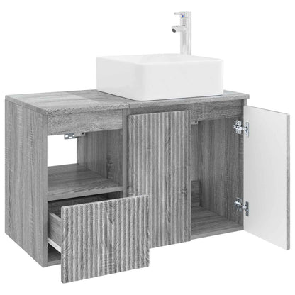 vidaXL Bathroom Furniture Set 2 pcs Grey Sonoma Engineered Wood 4