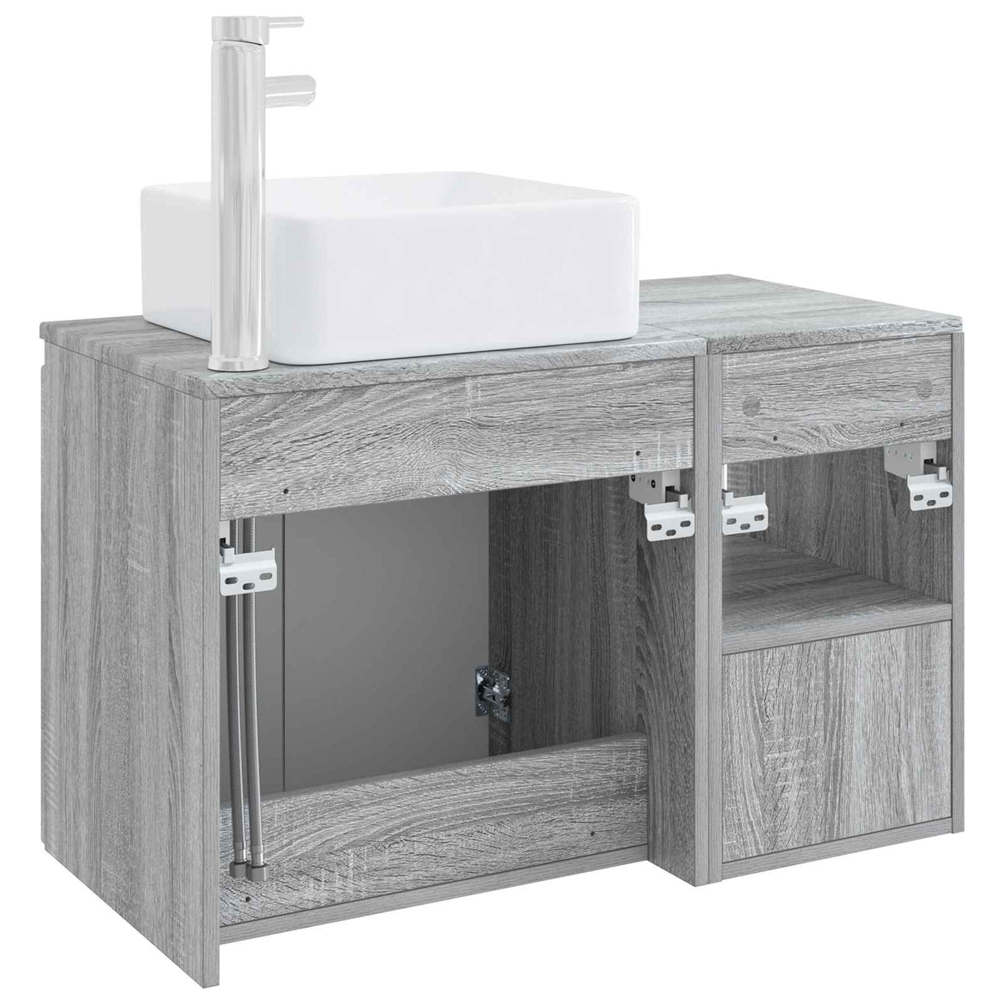 vidaXL Bathroom Furniture Set 2 pcs Grey Sonoma Engineered Wood 6