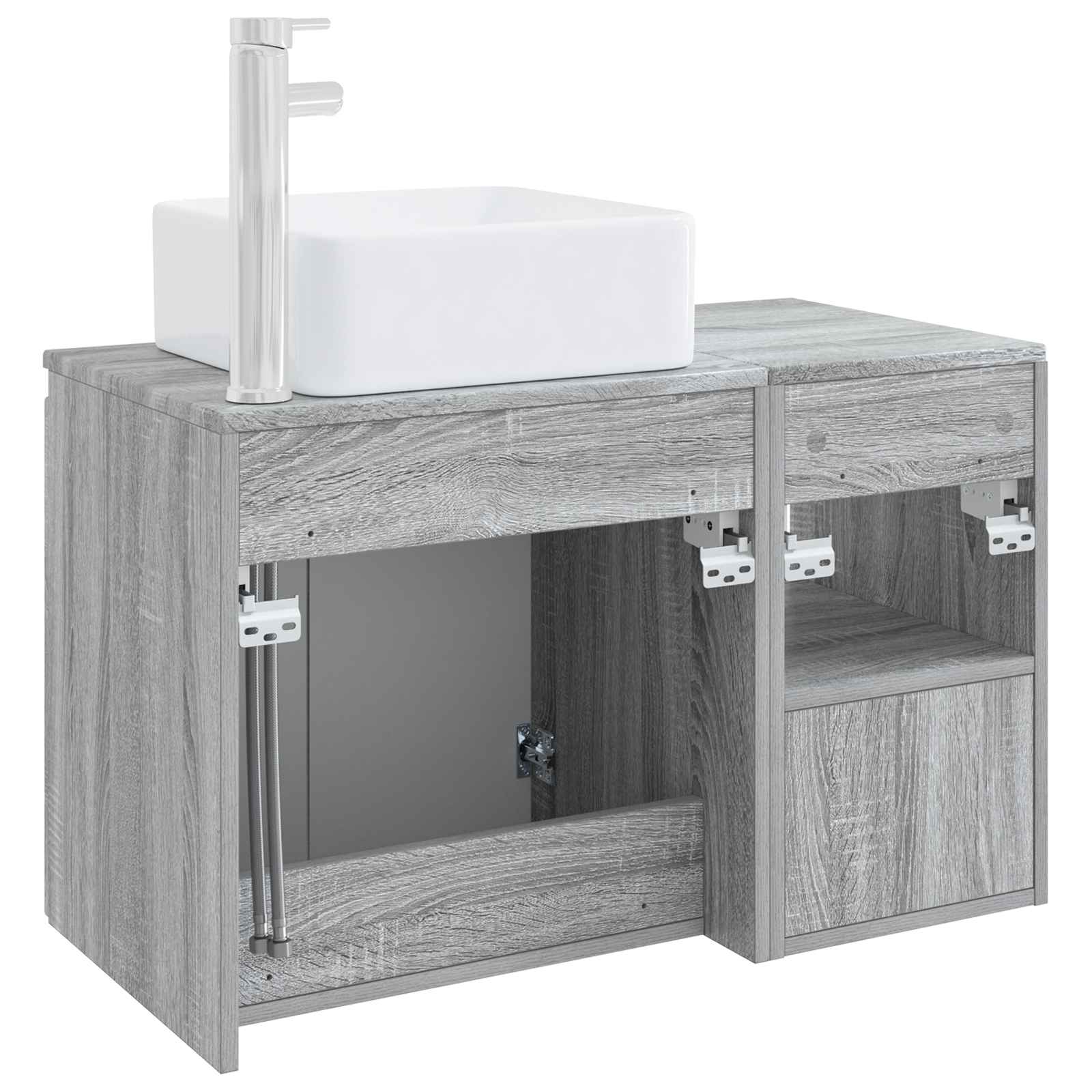 vidaXL Bathroom Furniture Set 2 pcs Grey Sonoma Engineered Wood 6