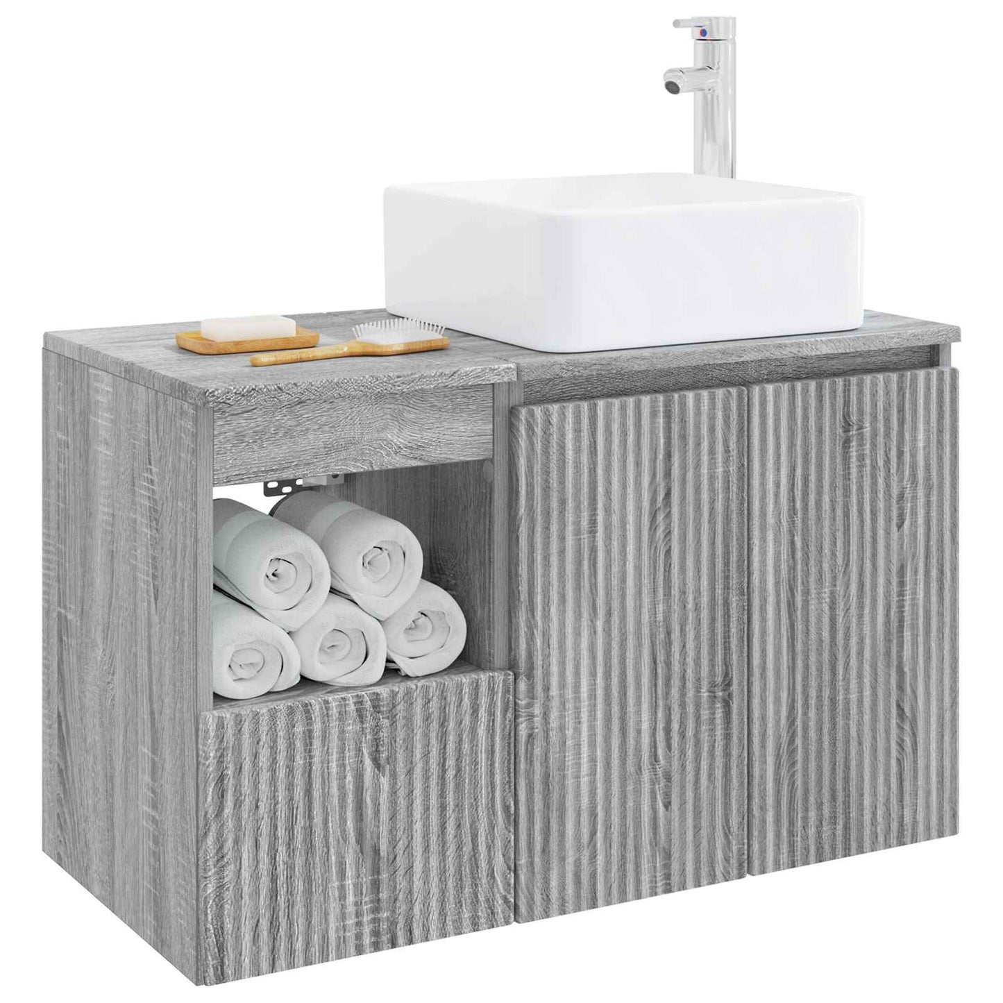 vidaXL Bathroom Furniture Set 2 pcs Grey Sonoma Engineered Wood 3